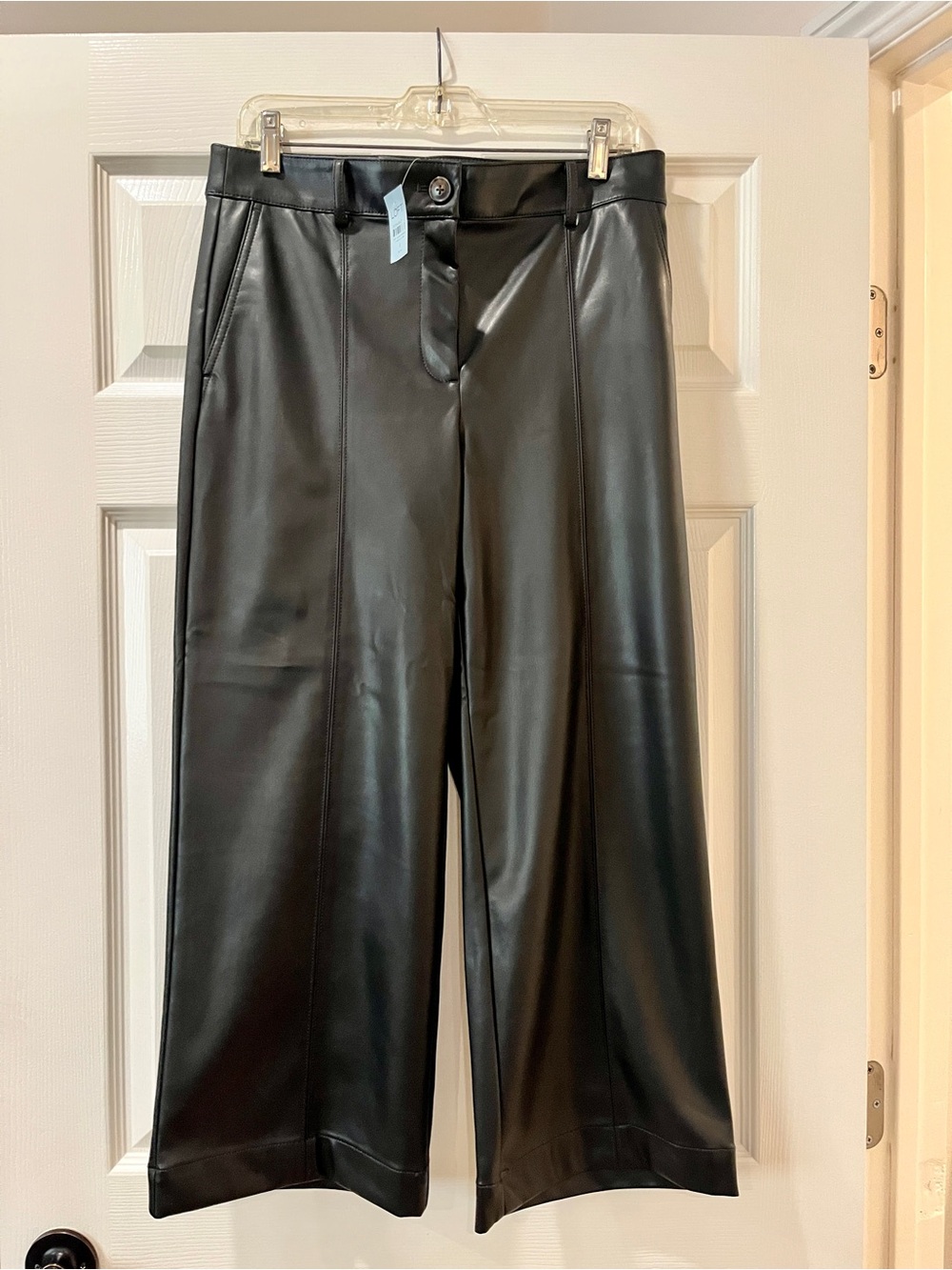 LOFT Black Faux Leather Wide Leg Pants
